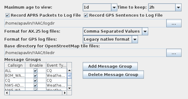 expert-mode configuration panel for general parameters