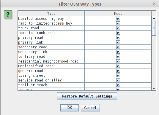 filter by OSM WayType