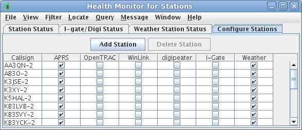 health monitor configuration tab