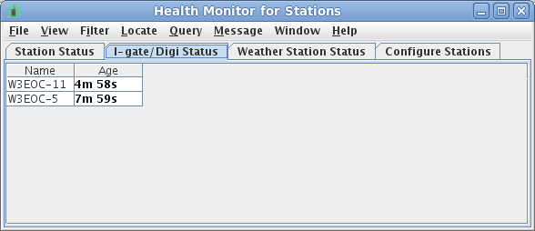 sample of digipeater and I-gate health status view