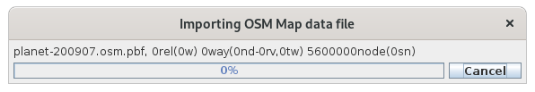 Import OSM progress dialog