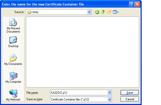 TSQL certificate file selection dialog
