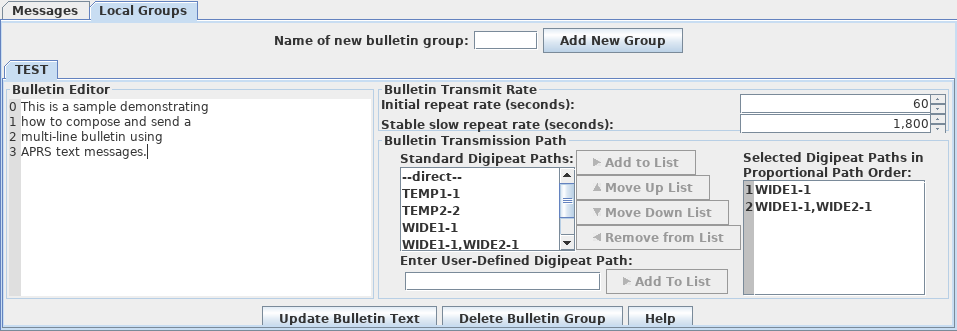 view local bulletin composition panel