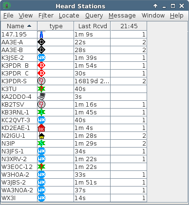 sample of Heard Stations table view