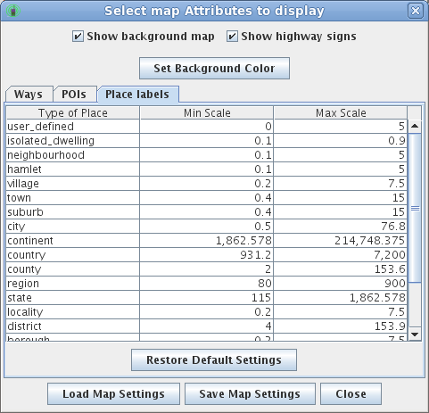 map jurisdiction zoom level control panel