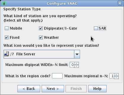 configuration wizard second (station type) panel