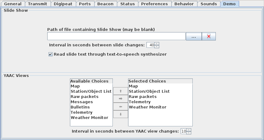 Configure Demo dialog tab