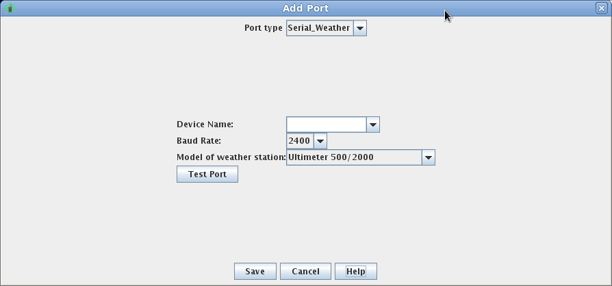 Serial Weather Station Configure Dialog