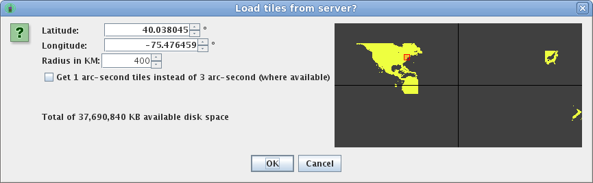 dialog for selecting tiles to download