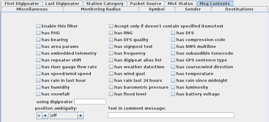 image of message context filter panel