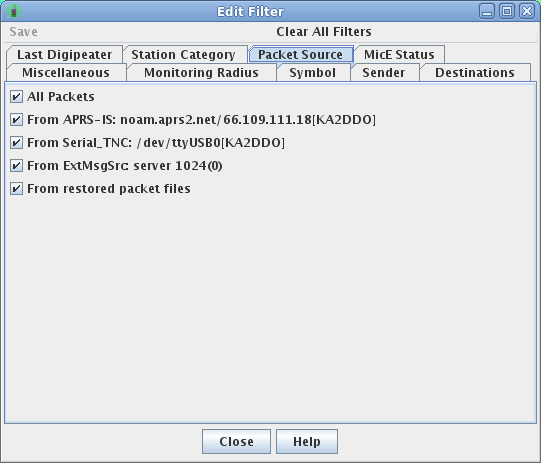 sample of filter by packet source control panel