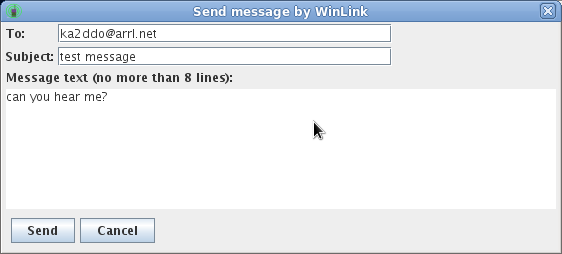 WinLink email composition window